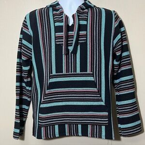Striped Original Senior Lopez Baja Beach Hoodie Size Small Surfer Beach Mexican